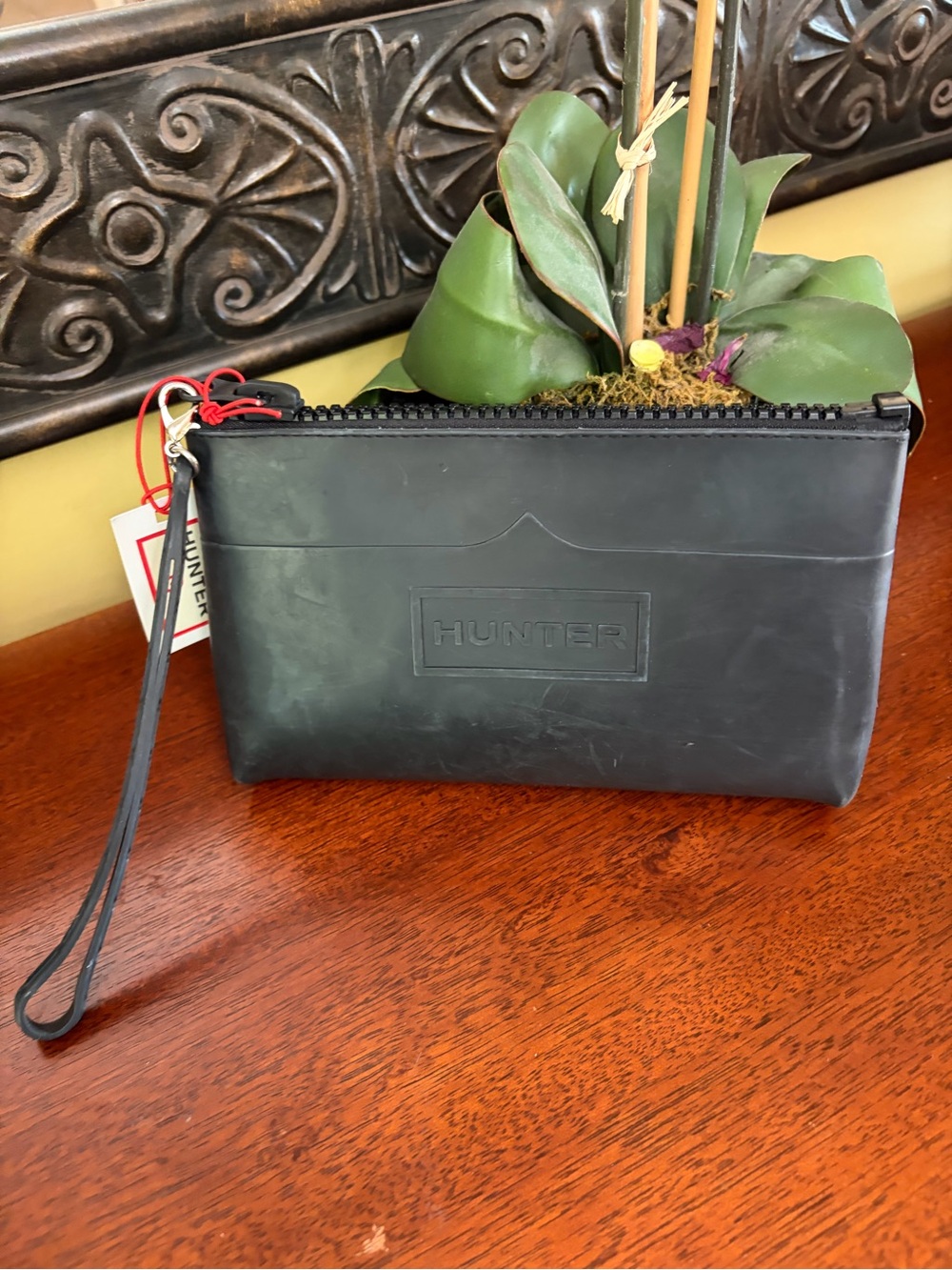 Hunter for Target Black Rubber Wristlet Pouch with Strap NWT